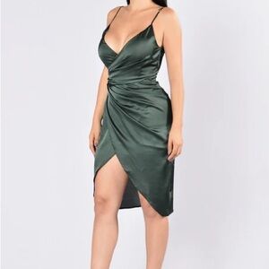 Elegant Green Satin Dress